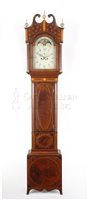 antique inlaid tall case clock