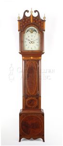 antique inlaid tall case clock
