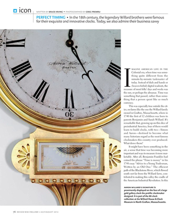 Article about the Willard family of clockmakers in Design New England