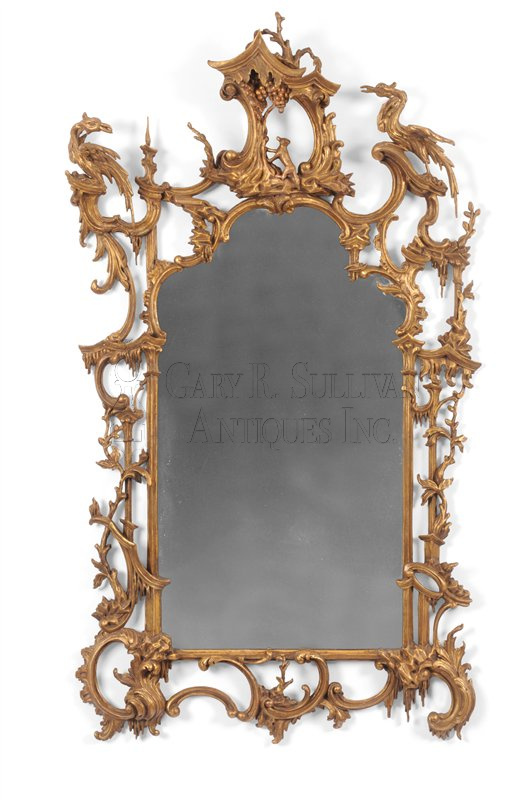 Rococo Giltwood Wall Mirror in the manner of Thomas Johnson Philadelphia, PA  Clocks 14066 