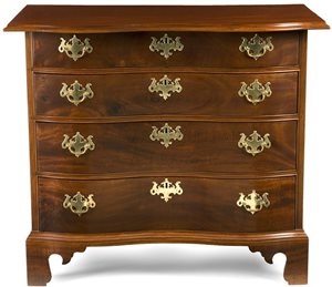 antique Chippendale oxbow chest of drawers