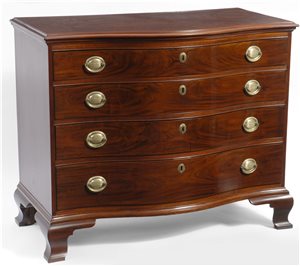 antique serpentine chest of drawers