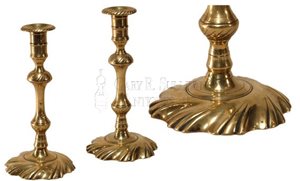 antique Queen Anne brass candlesticks