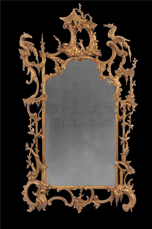 Rococo Giltwood Wall Mirror in the manner of Thomas Johnson Philadelphia, PA  Clocks 14066 